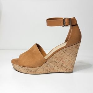 Marc Fisher Wander Anklestrap Open toe Cork Wedge Sandals Platform heels
